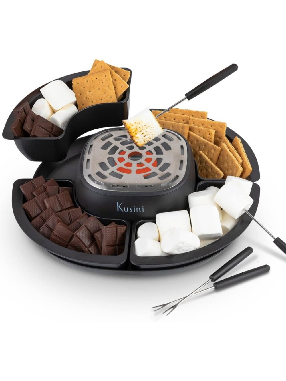 Flameless Indoor S'mores Maker - Electric Marshmallow Roaster with 4 Trays